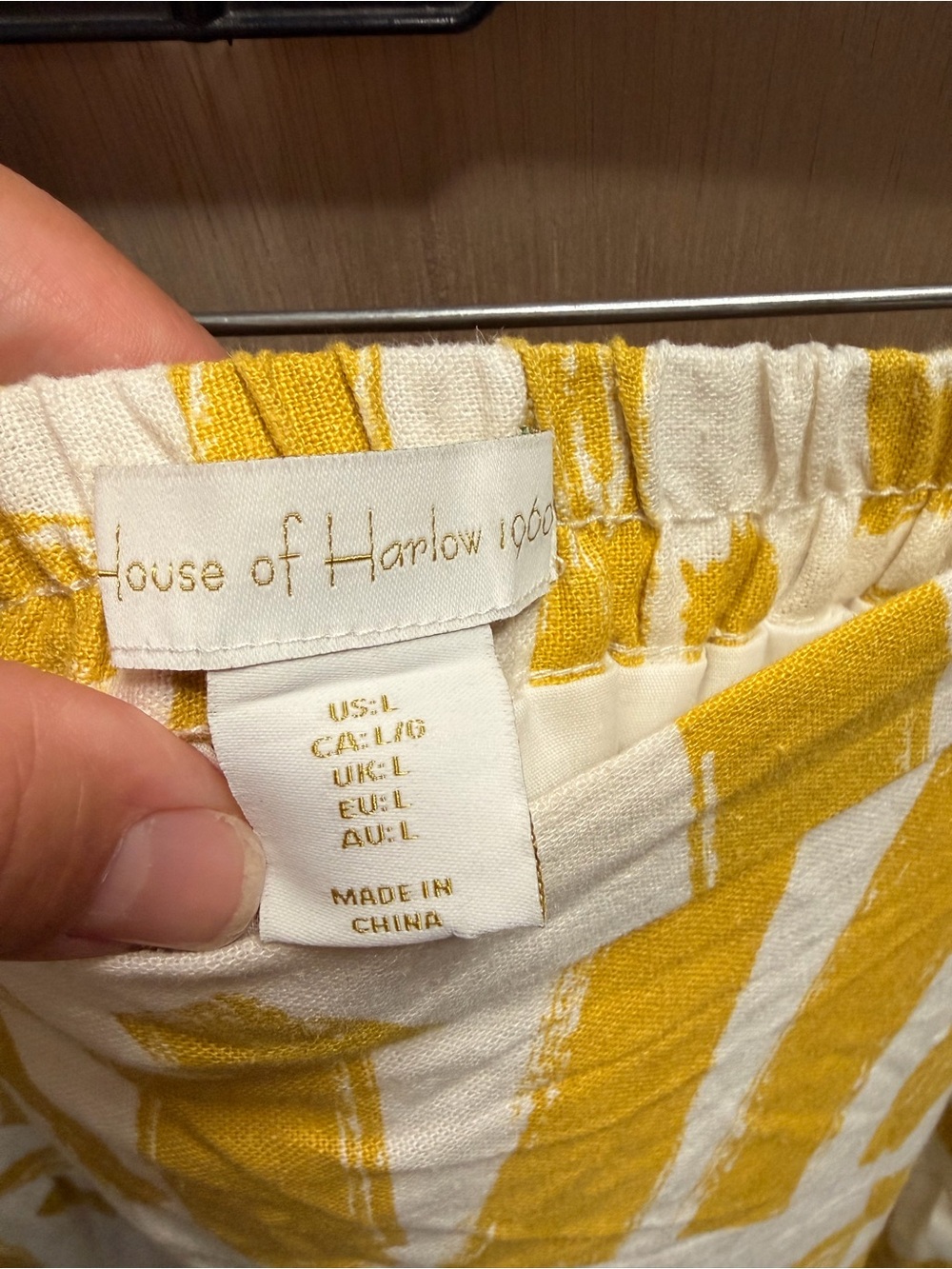 House of Harlow 1960 Yellow Abstract Brushstroke Tiered Linen Maxi Skirt L - Picture 5 of 5